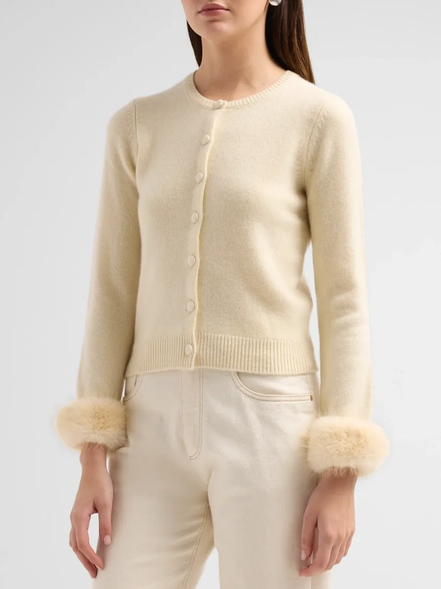 DÔEN Women's Clara Faux-Fur-Trimmed Cashmere Cardigan | Thumbnail 4 DÔEN Women's Clara Faux-Fur-Trimmed Cashmere Cardigan | Thumbnail 4