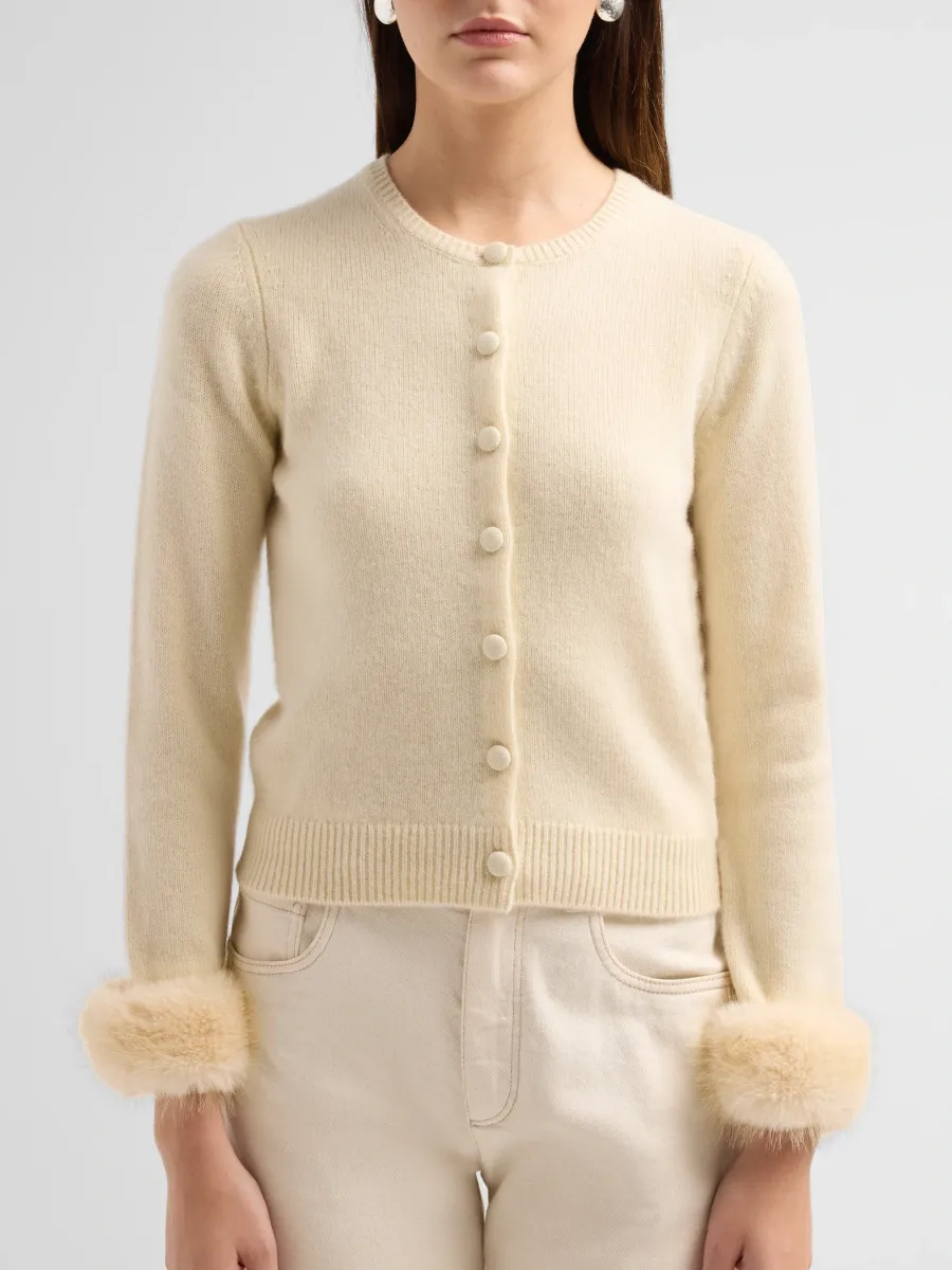 DÔEN Women's Clara Faux-Fur-Trimmed Cashmere Cardigan | Thumbnail 5 DÔEN Women's Clara Faux-Fur-Trimmed Cashmere Cardigan | Thumbnail 5
