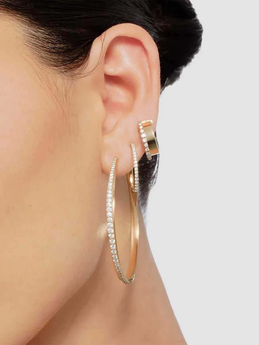 Lana Women's 14K Yellow Gold & 1.55 TCW Diamond Beveled Hoop Earrings | Thumbnail 2 Lana Women's 14K Yellow Gold & 1.55 TCW Diamond Beveled Hoop Earrings | Thumbnail 2