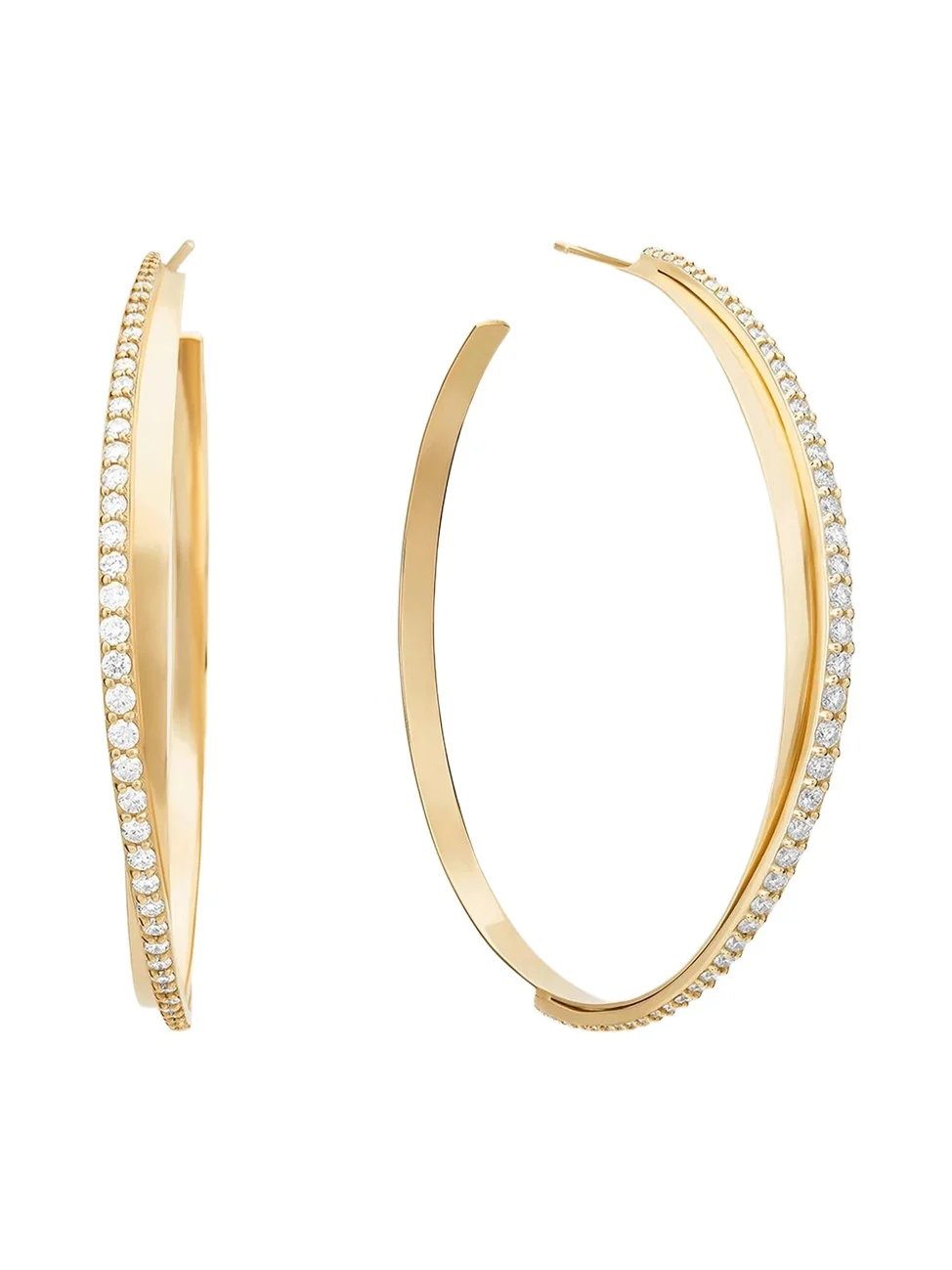 Lana Women's 14K Yellow Gold & 1.55 TCW Diamond Beveled Hoop Earrings