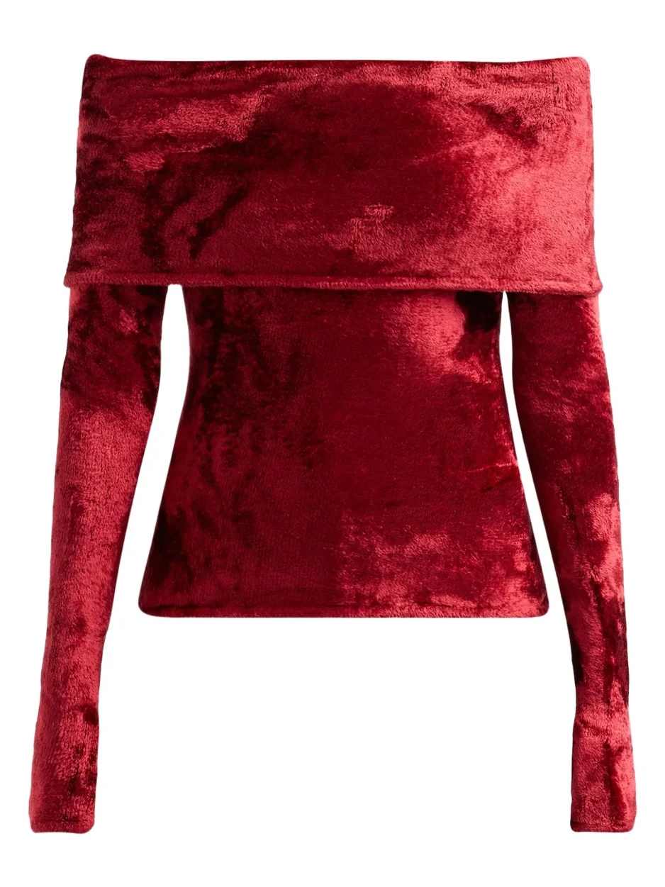 Women's Off-the-Shoulder Velvet Top