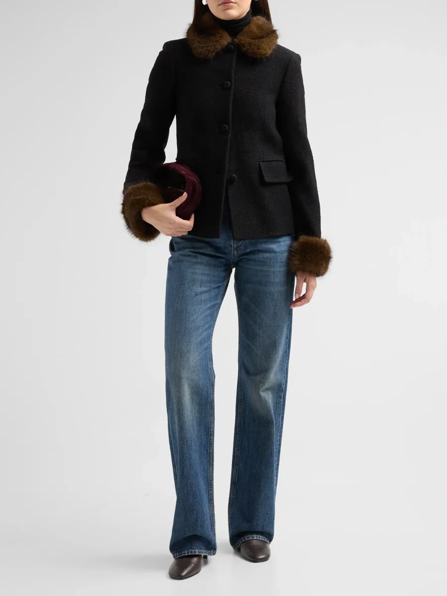 DÔEN Women's Lennon Faux-Fur Virgin Wool Jacket | Thumbnail 2 DÔEN Women's Lennon Faux-Fur Virgin Wool Jacket | Thumbnail 2