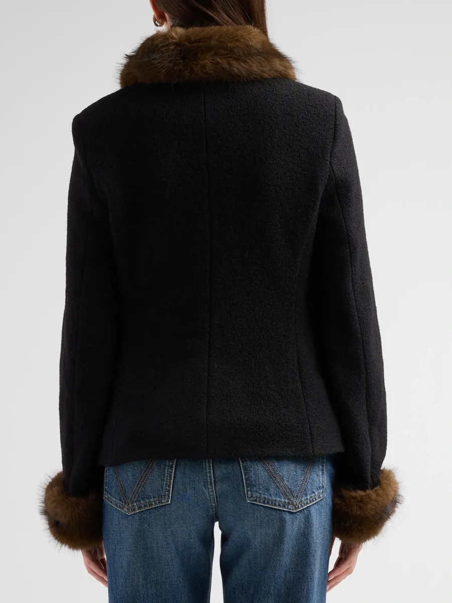 DÔEN Women's Lennon Faux-Fur Virgin Wool Jacket | Thumbnail 3 DÔEN Women's Lennon Faux-Fur Virgin Wool Jacket | Thumbnail 3