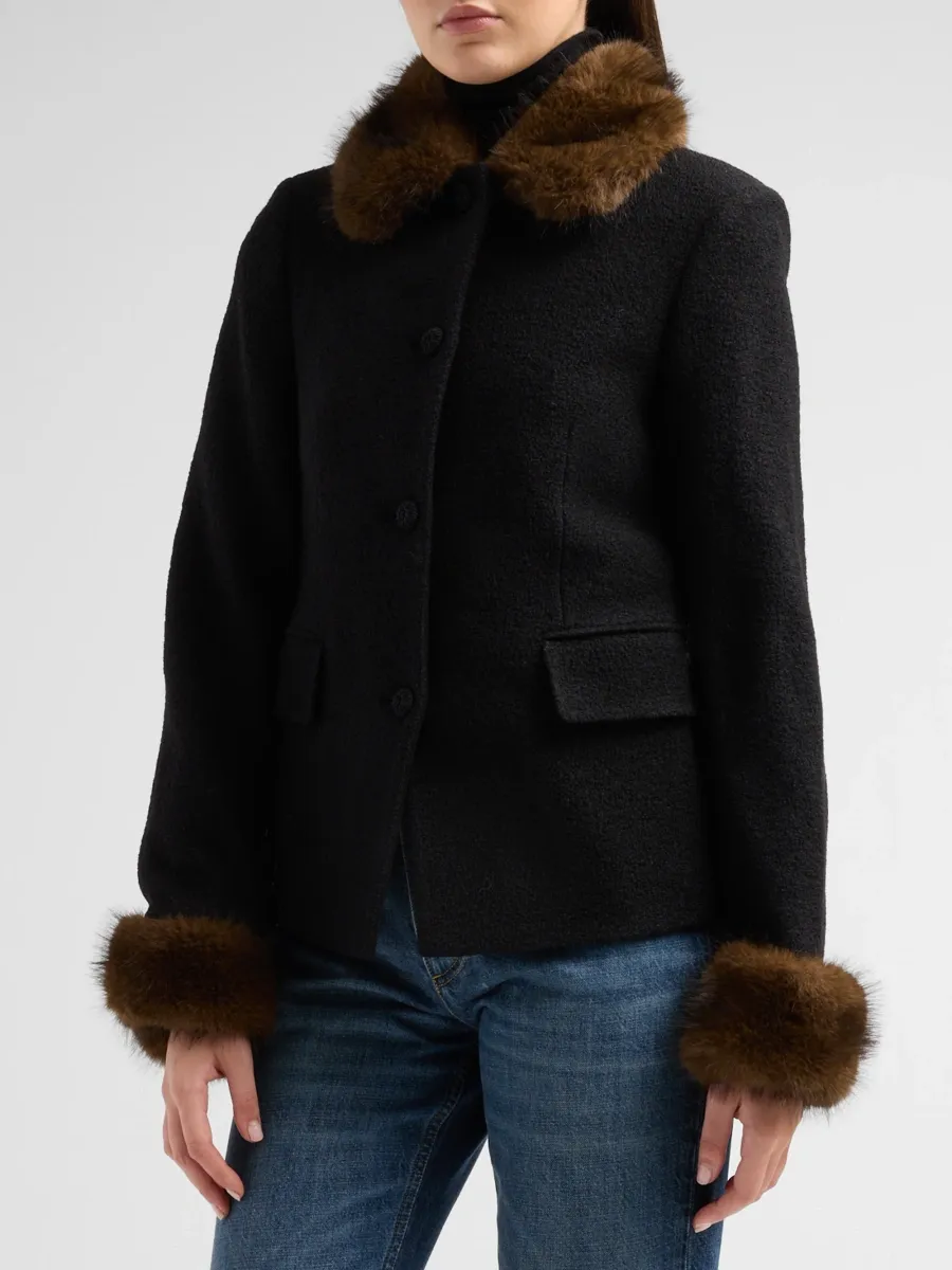 DÔEN Women's Lennon Faux-Fur Virgin Wool Jacket | Thumbnail 4 DÔEN Women's Lennon Faux-Fur Virgin Wool Jacket | Thumbnail 4