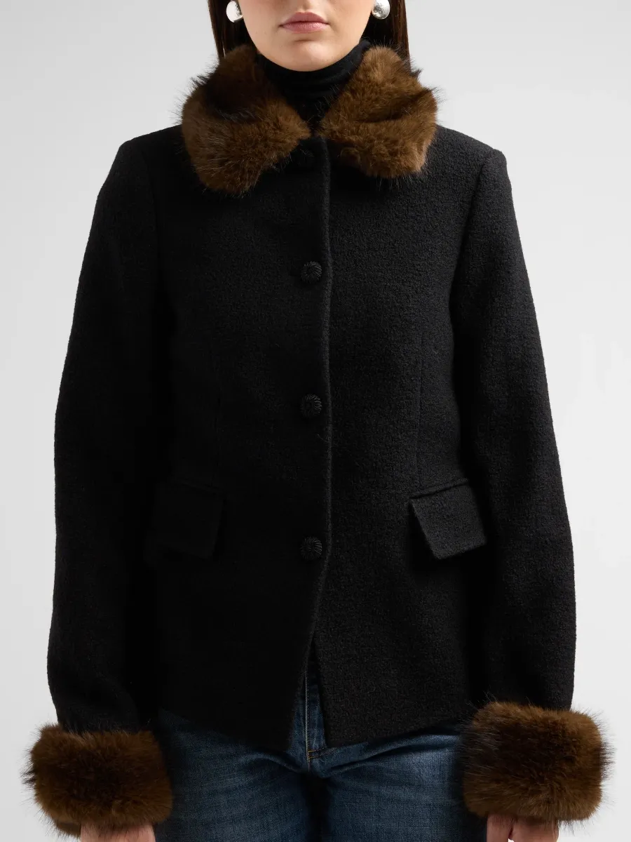 DÔEN Women's Lennon Faux-Fur Virgin Wool Jacket | Thumbnail 5 DÔEN Women's Lennon Faux-Fur Virgin Wool Jacket | Thumbnail 5
