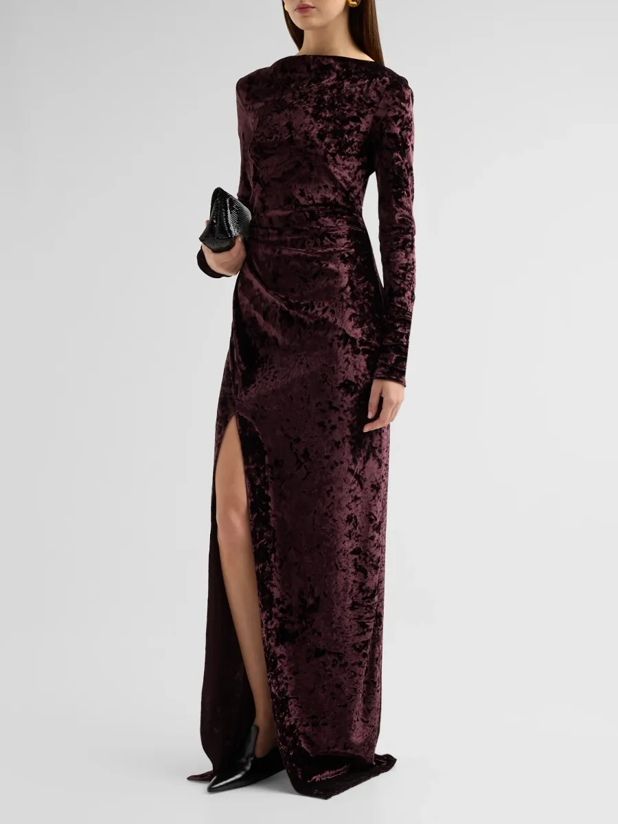 Lapointe Women's Velvet Ruched Gown | Thumbnail 4 Lapointe Women's Velvet Ruched Gown | Thumbnail 4