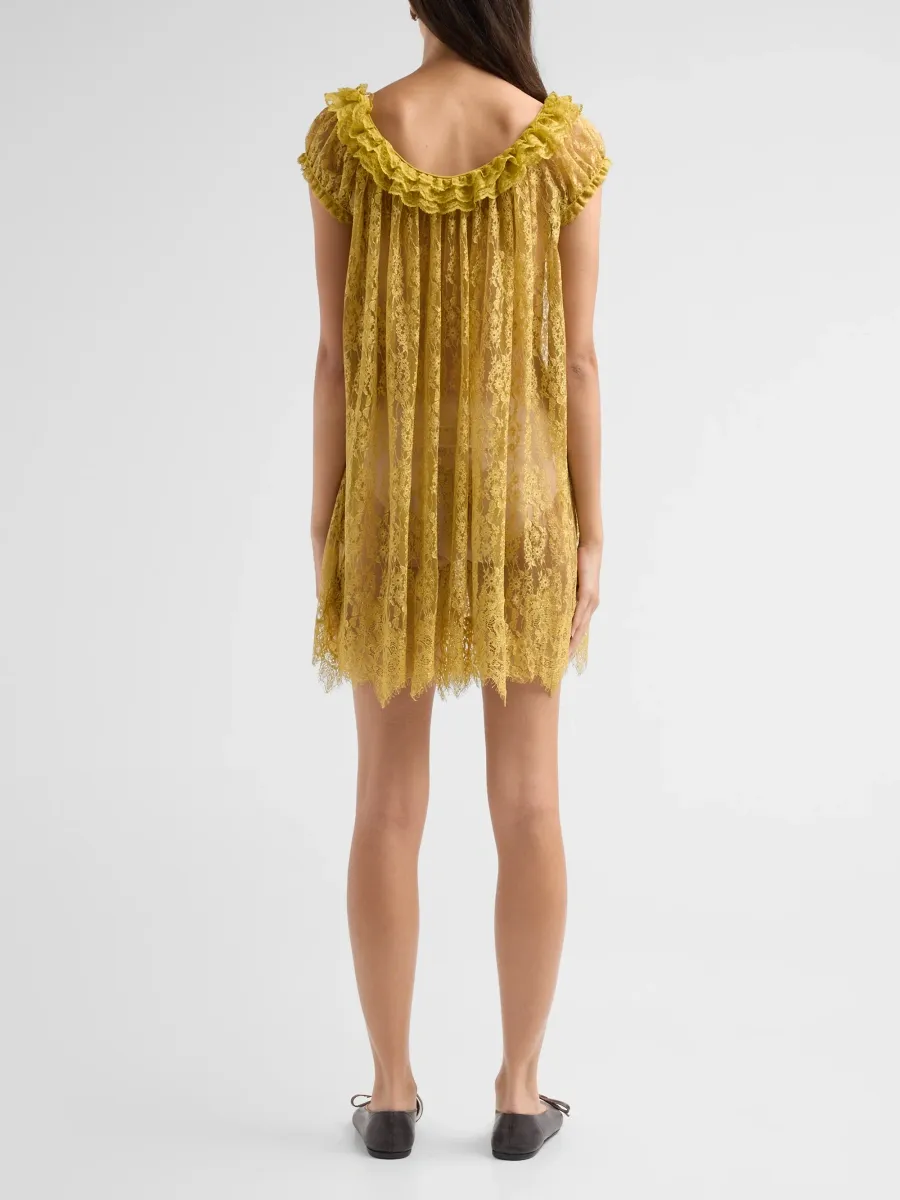 DÔEN Women's Edie Lace Ruffle Mini Dress | Thumbnail 3 DÔEN Women's Edie Lace Ruffle Mini Dress | Thumbnail 3