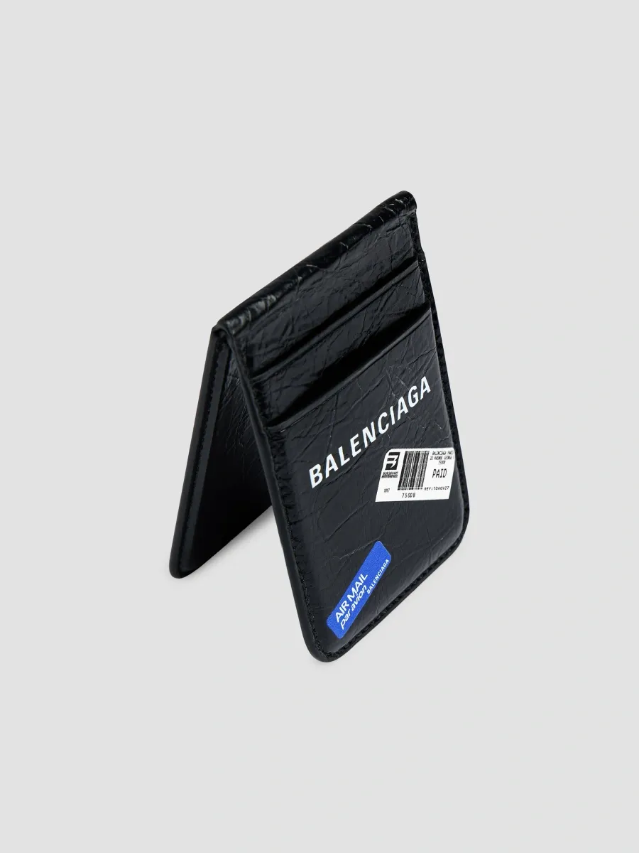 Balenciaga Men's Shopper Phone Magnet Card Holder with Stand - Black | Thumbnail 3