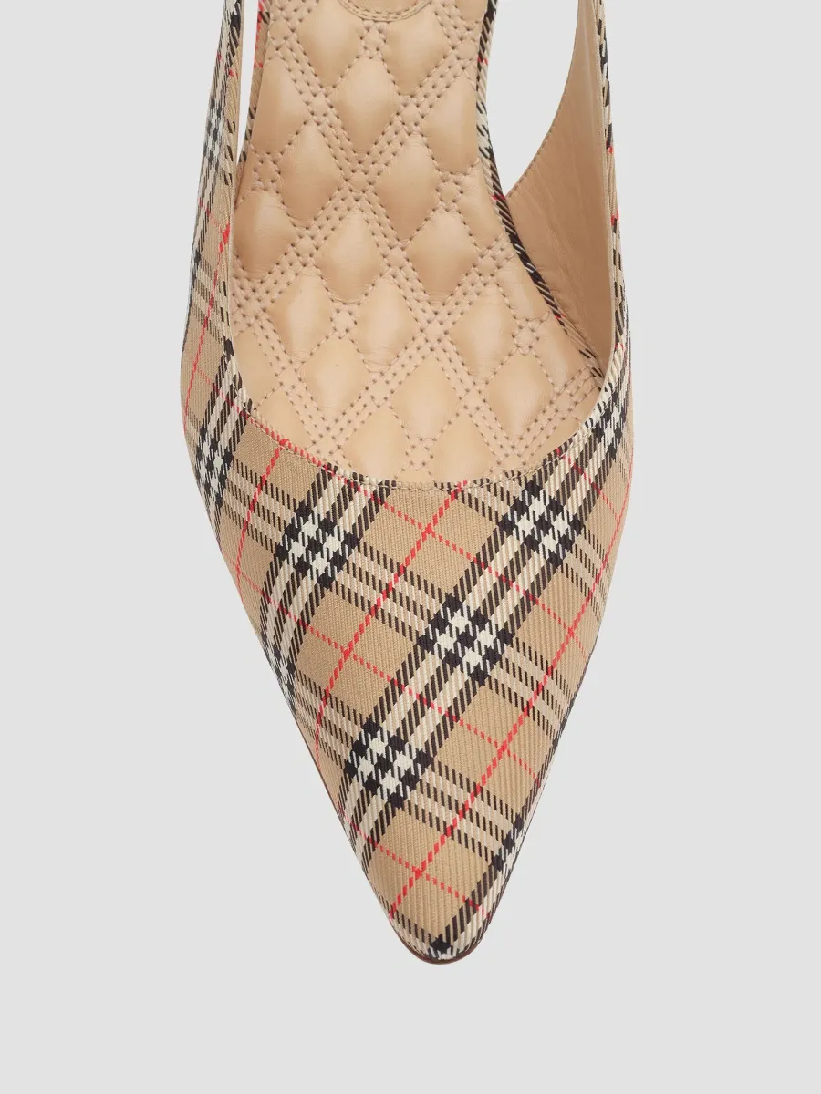 Burberry Women's 55MM Dame Check Slingback Pumps | Thumbnail 4 Burberry Women's 55MM Dame Check Slingback Pumps | Thumbnail 4