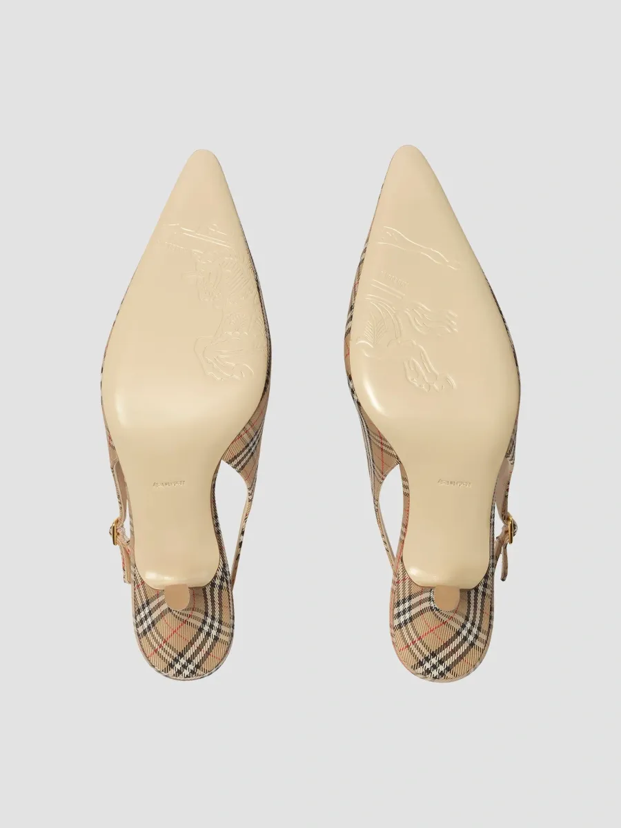 Burberry Women's 55MM Dame Check Slingback Pumps | Thumbnail 6 Burberry Women's 55MM Dame Check Slingback Pumps | Thumbnail 6