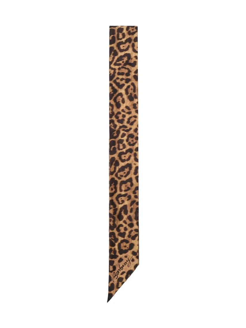 Women's Leopard Print Silk Reversible Skinny Scarf Women's Leopard Print Silk Reversible Skinny Scarf