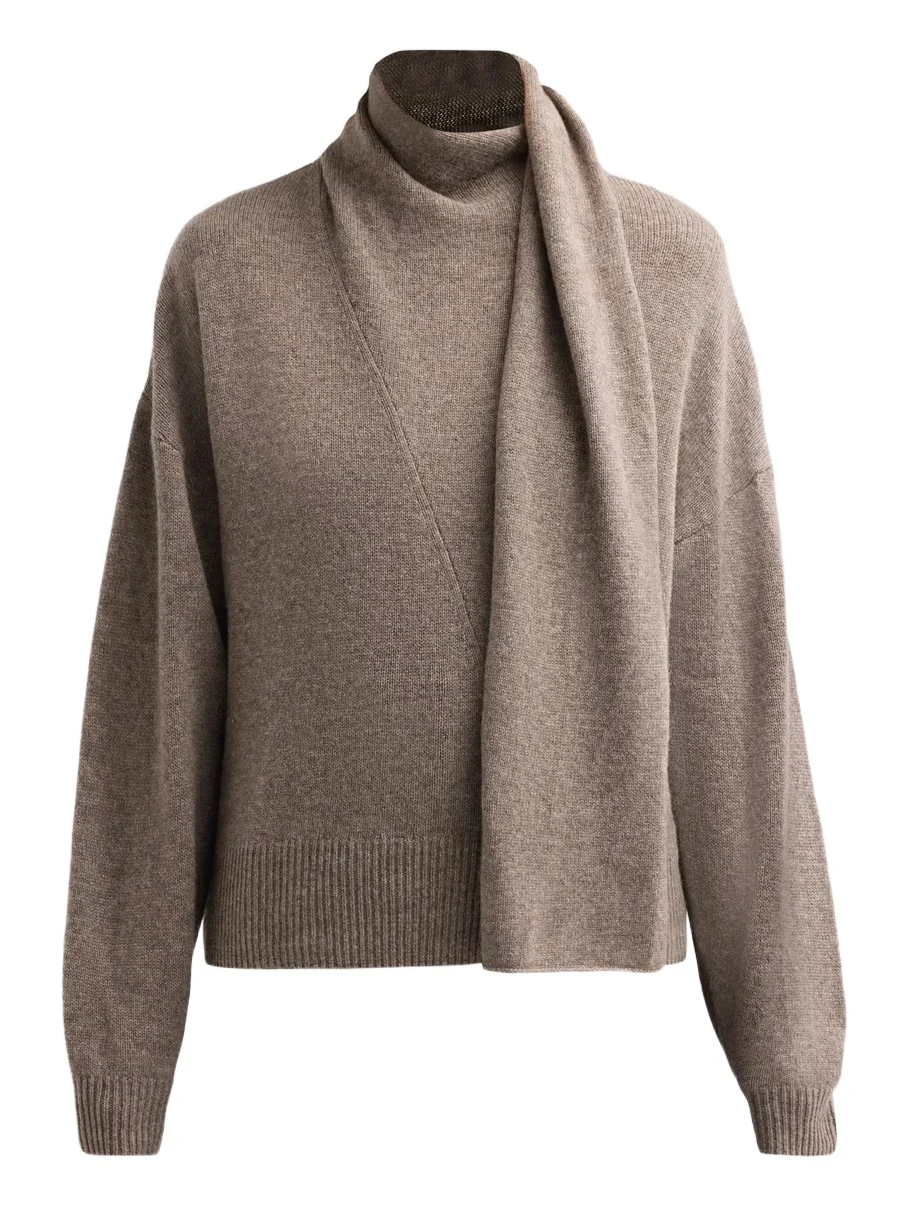 Women's Volmer Wool-Cashmere Draped Scarf Sweater Women's Volmer Wool-Cashmere Draped Scarf Sweater