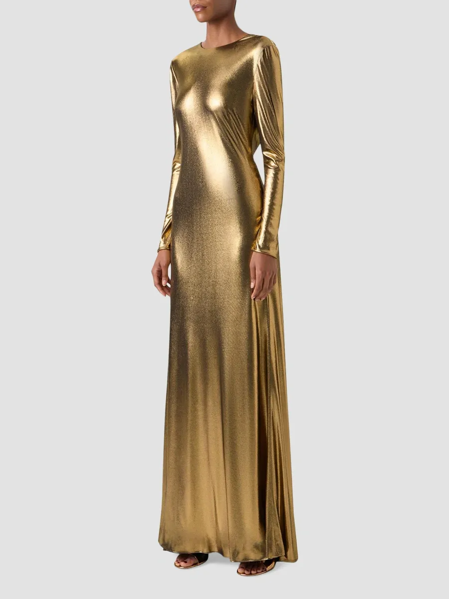 Akris Women's Metallic Lamé Jersey A-Line Gown | Thumbnail 5 Akris Women's Metallic Lamé Jersey A-Line Gown | Thumbnail 5