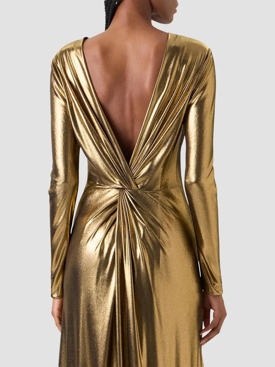 Akris Women's Metallic Lamé Jersey A-Line Gown | Thumbnail 6 Akris Women's Metallic Lamé Jersey A-Line Gown | Thumbnail 6