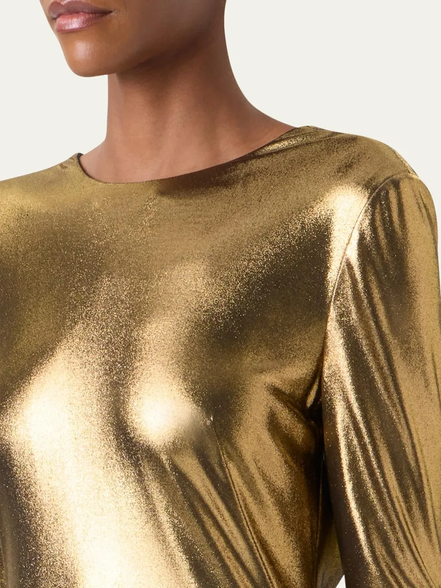 Akris Women's Metallic Lamé Jersey A-Line Gown | Thumbnail 7 Akris Women's Metallic Lamé Jersey A-Line Gown | Thumbnail 7