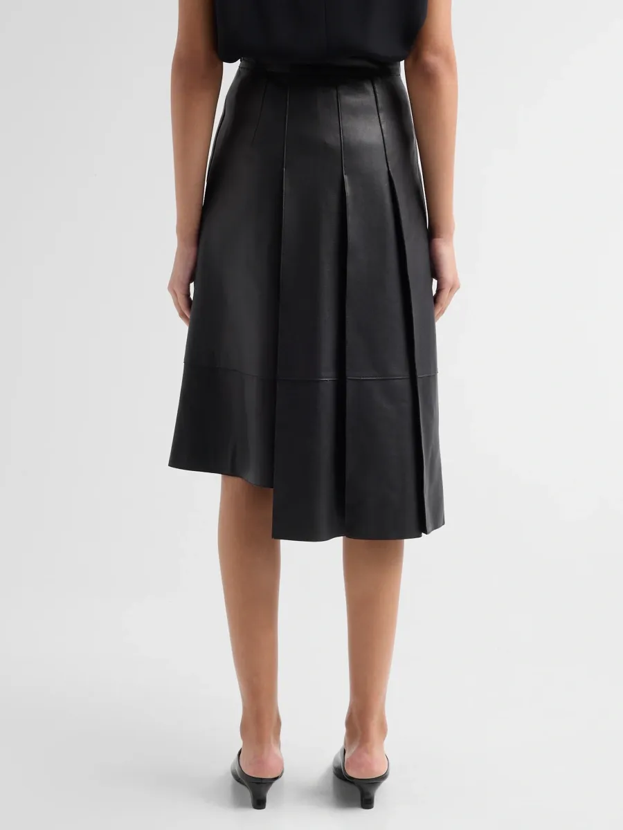 Akris Women's Nappa Leather Asymmetric Midi Skirt | Thumbnail 3