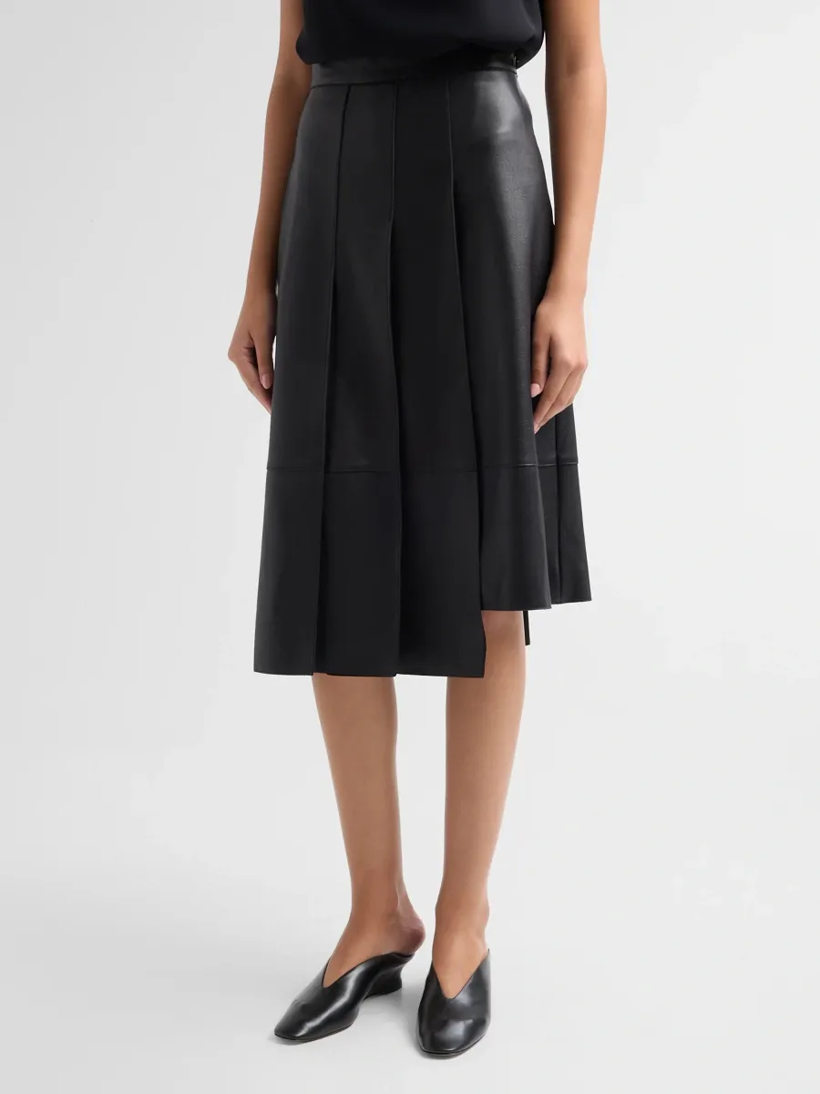 Akris Women's Nappa Leather Asymmetric Midi Skirt | Thumbnail 4