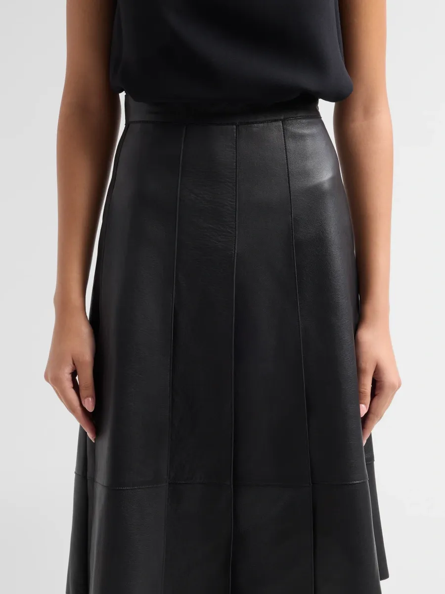Akris Women's Nappa Leather Asymmetric Midi Skirt | Thumbnail 5