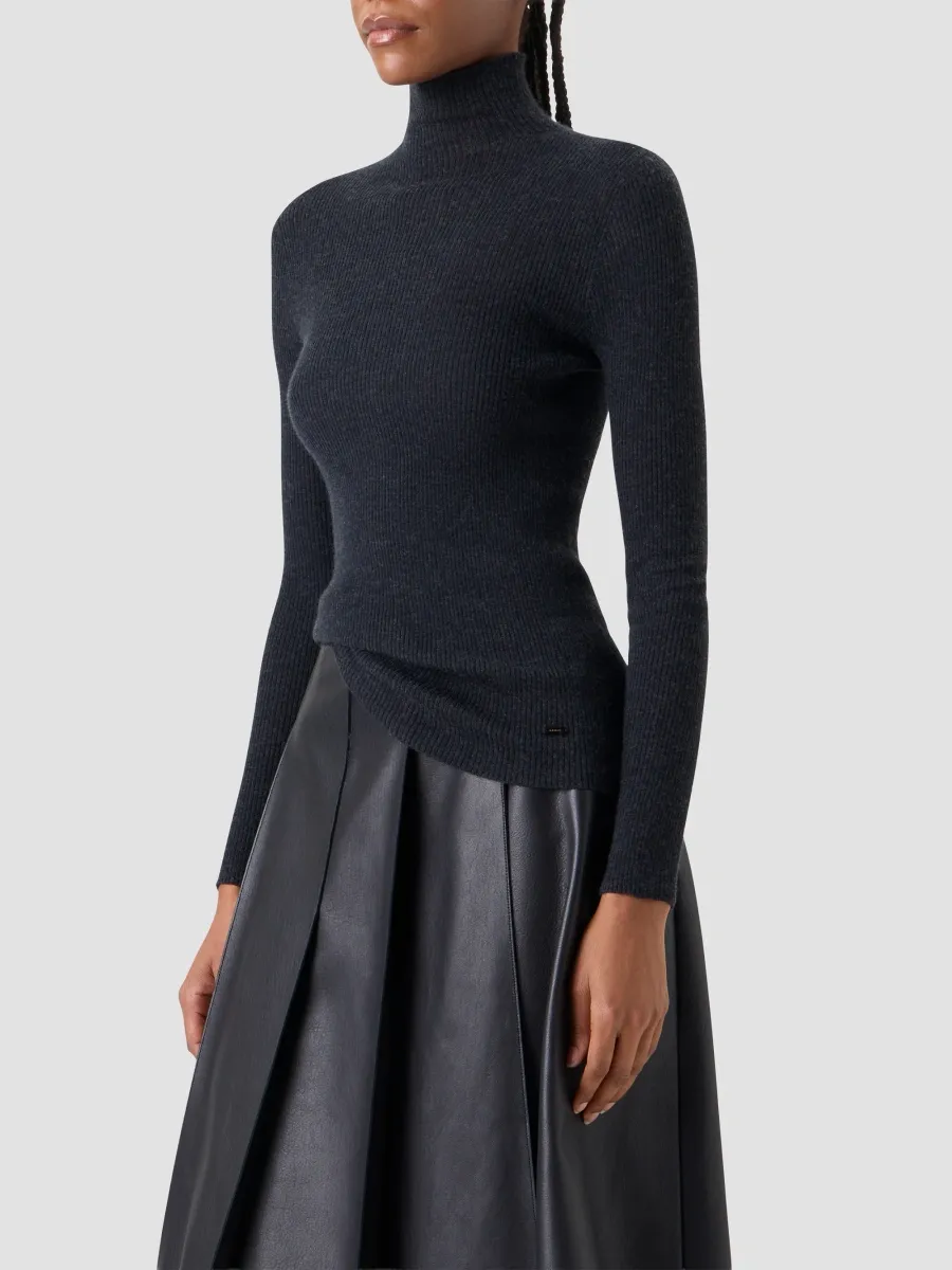 Akris Women's Rib-Knit Cashmere-Silk Turtleneck Sweater | Thumbnail 6 Akris Women's Rib-Knit Cashmere-Silk Turtleneck Sweater | Thumbnail 6