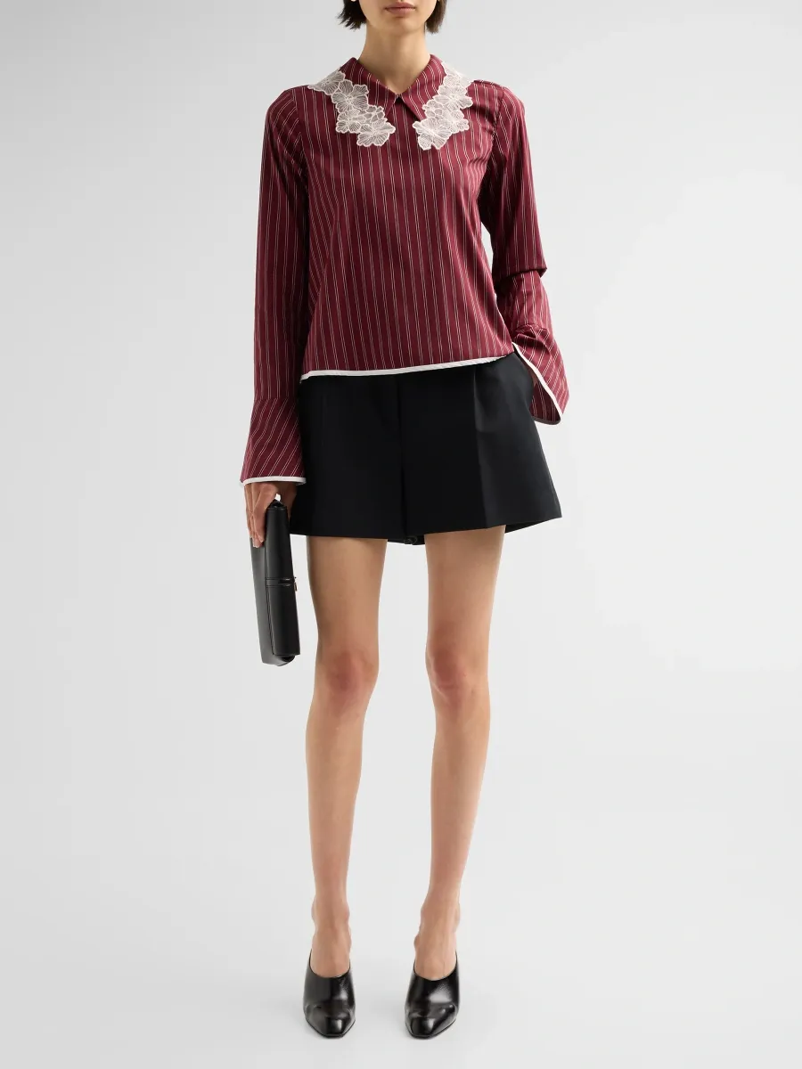 Kika Vargas Women's Mizohu Striped Lace Appliqué Top | Thumbnail 2