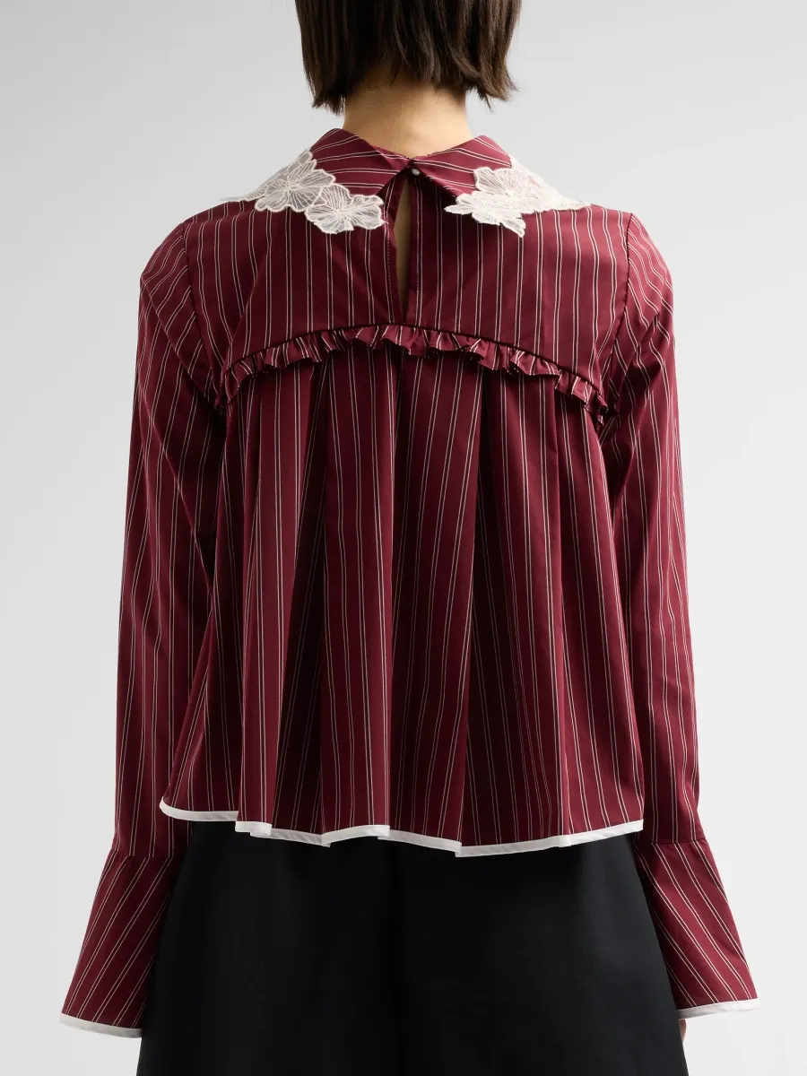 Kika Vargas Women's Mizohu Striped Lace Appliqué Top | Thumbnail 3