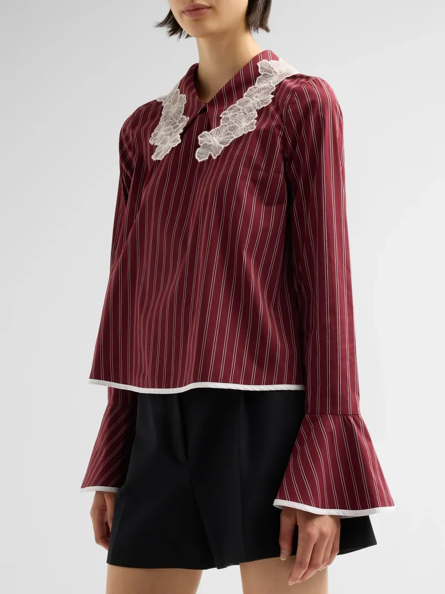 Kika Vargas Women's Mizohu Striped Lace Appliqué Top | Thumbnail 4