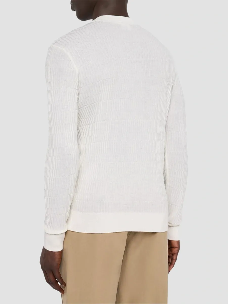 Emporio Armani Men's Wool Bar-Stitch Crewneck Sweater | Thumbnail 3 Emporio Armani Men's Wool Bar-Stitch Crewneck Sweater | Thumbnail 3