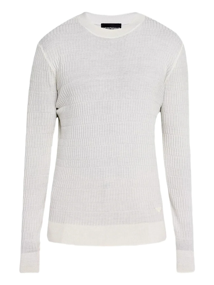 Emporio Armani Men's Wool Bar-Stitch Crewneck Sweater