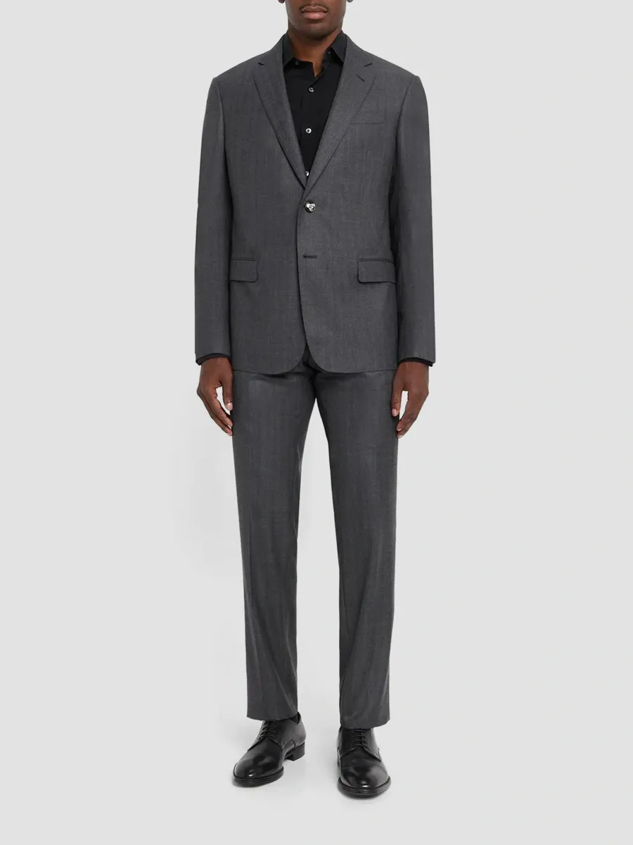 Giorgio Armani Men's Striped Herringbone Wool Single-Breasted Suit | Thumbnail 2