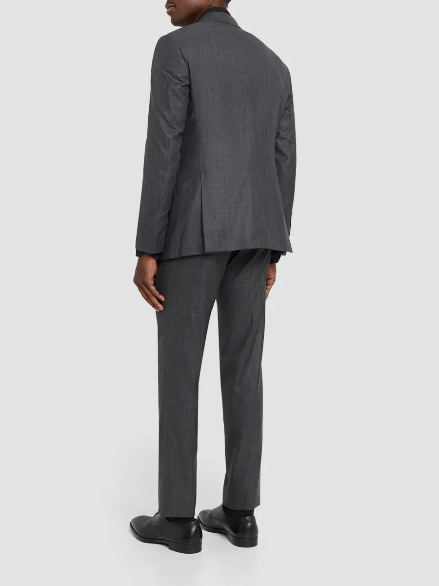 Giorgio Armani Men's Striped Herringbone Wool Single-Breasted Suit | Thumbnail 3