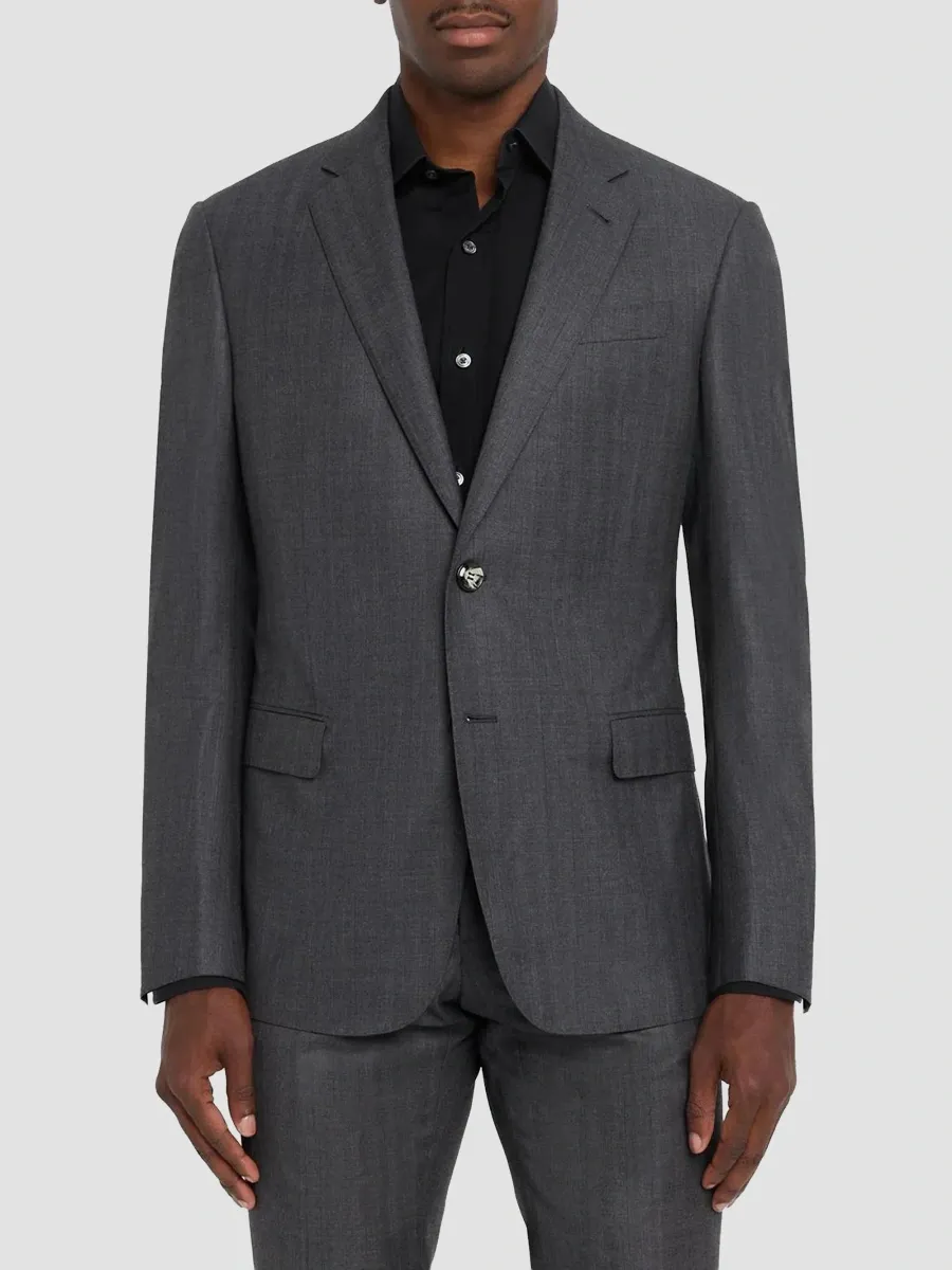 Giorgio Armani Men's Striped Herringbone Wool Single-Breasted Suit | Thumbnail 4