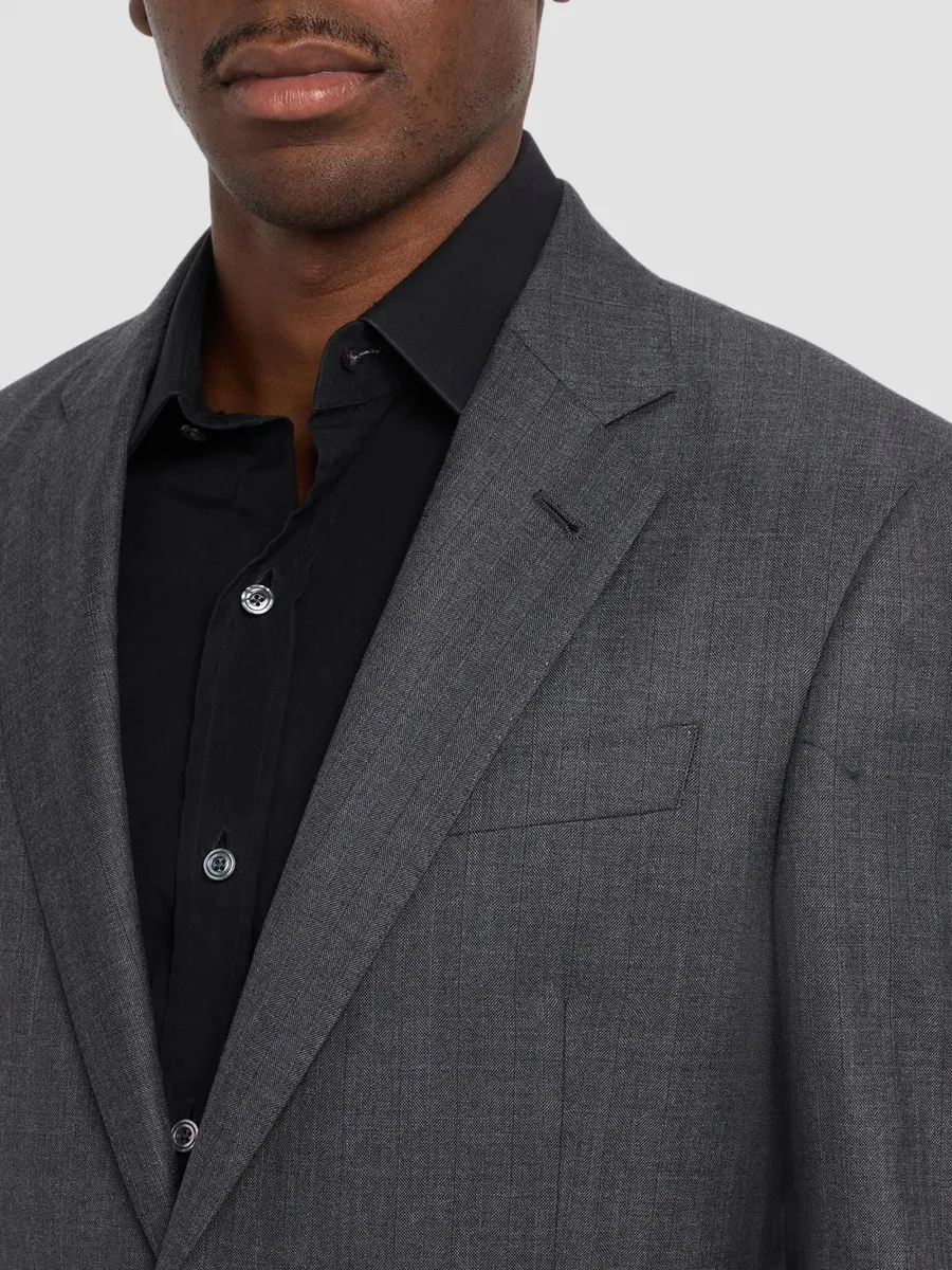 Giorgio Armani Men's Striped Herringbone Wool Single-Breasted Suit | Thumbnail 5
