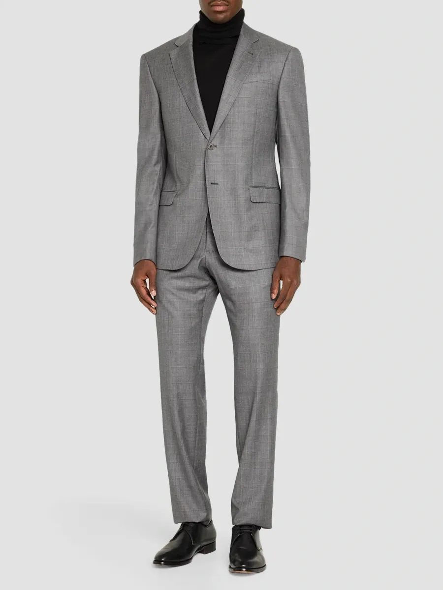Emporio Armani Men's Contrast Plaid Wool Single-Breasted Suit | Thumbnail 3 Emporio Armani Men's Contrast Plaid Wool Single-Breasted Suit | Thumbnail 3