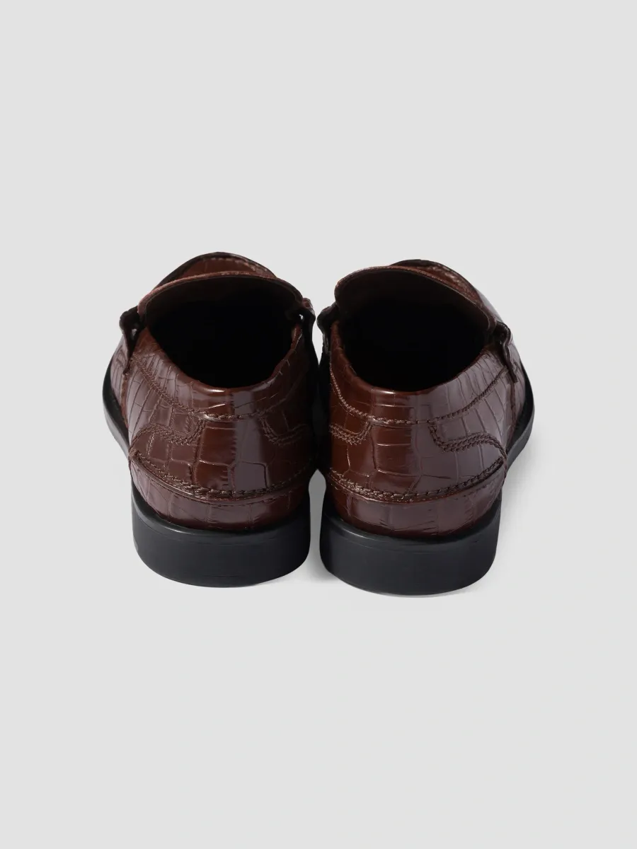 Miu Miu Women's Croco-Print Leather Penny Loafers | Thumbnail 3