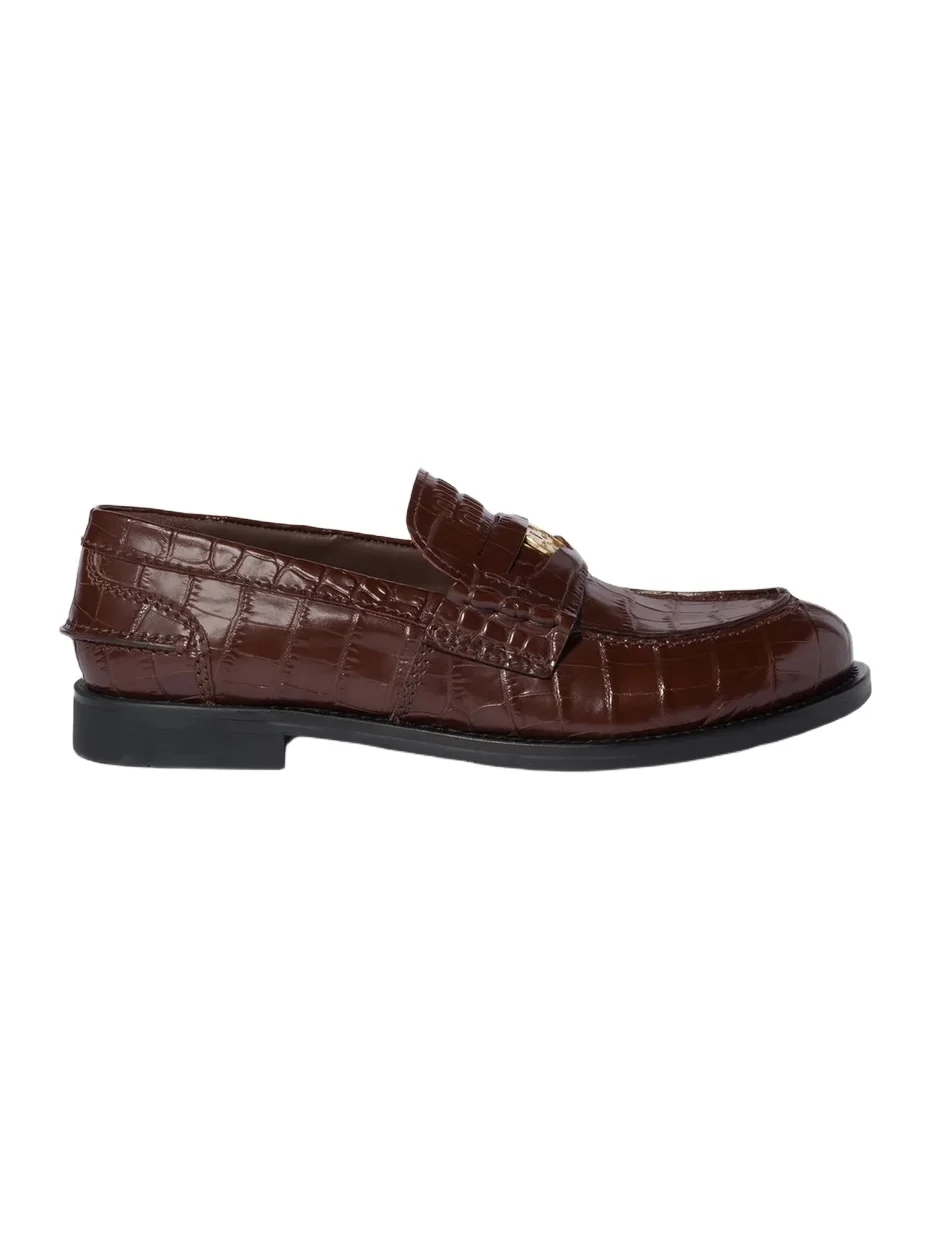 Miu Miu Women's Croco-Print Leather Penny Loafers