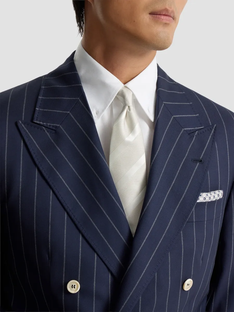 Brunello Cucinelli Men's Silk Diagonal Tie with Regimental Stripe - Panama | Thumbnail 3