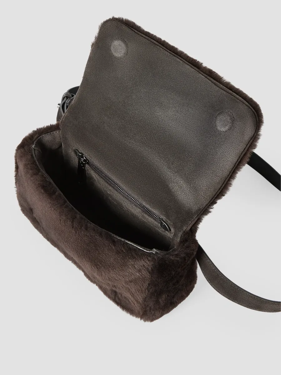 Brunello Cucinelli Women's Explorer Small Belted Bag in Shearling with Precious Chain - Brown | Thumbnail 5 Brunello Cucinelli Women's Explorer Small Belted Bag in Shearling with Precious Chain - Brown | Thumbnail 5