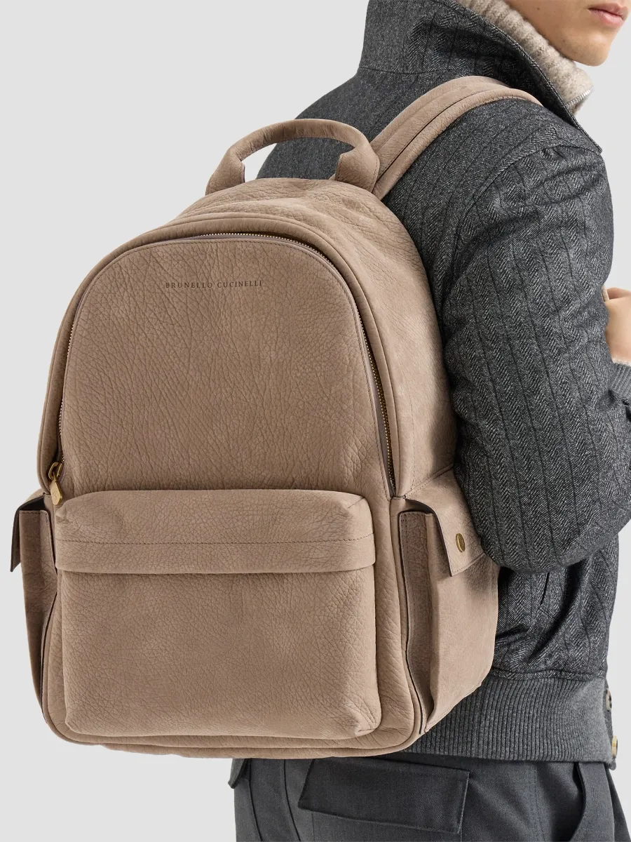 Brunello Cucinelli Men's Textured Nubuck Travel Backpack | Thumbnail 2