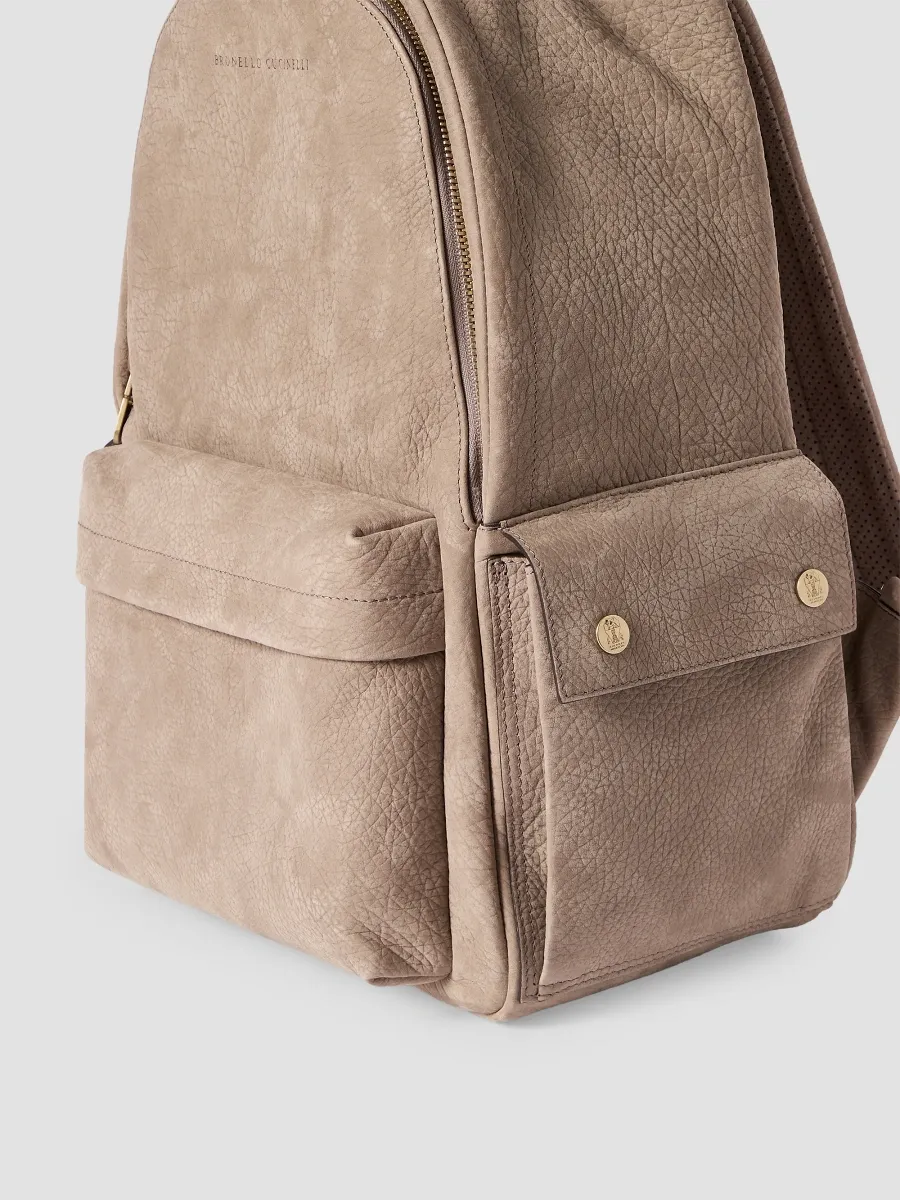 Brunello Cucinelli Men's Textured Nubuck Travel Backpack | Thumbnail 4
