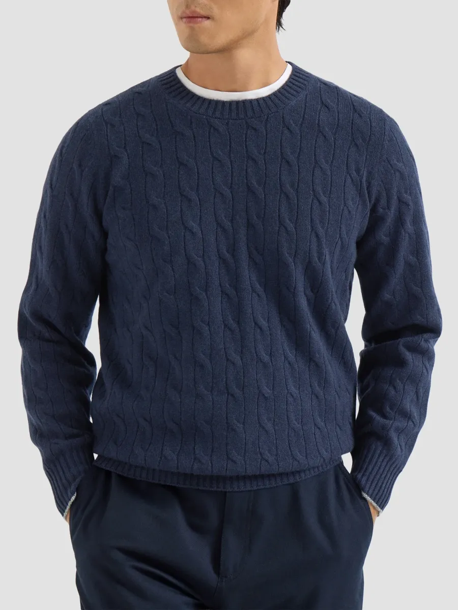 Brunello Cucinelli Men's Cashmere Cable Knit Sweater | Thumbnail 3 Brunello Cucinelli Men's Cashmere Cable Knit Sweater | Thumbnail 3