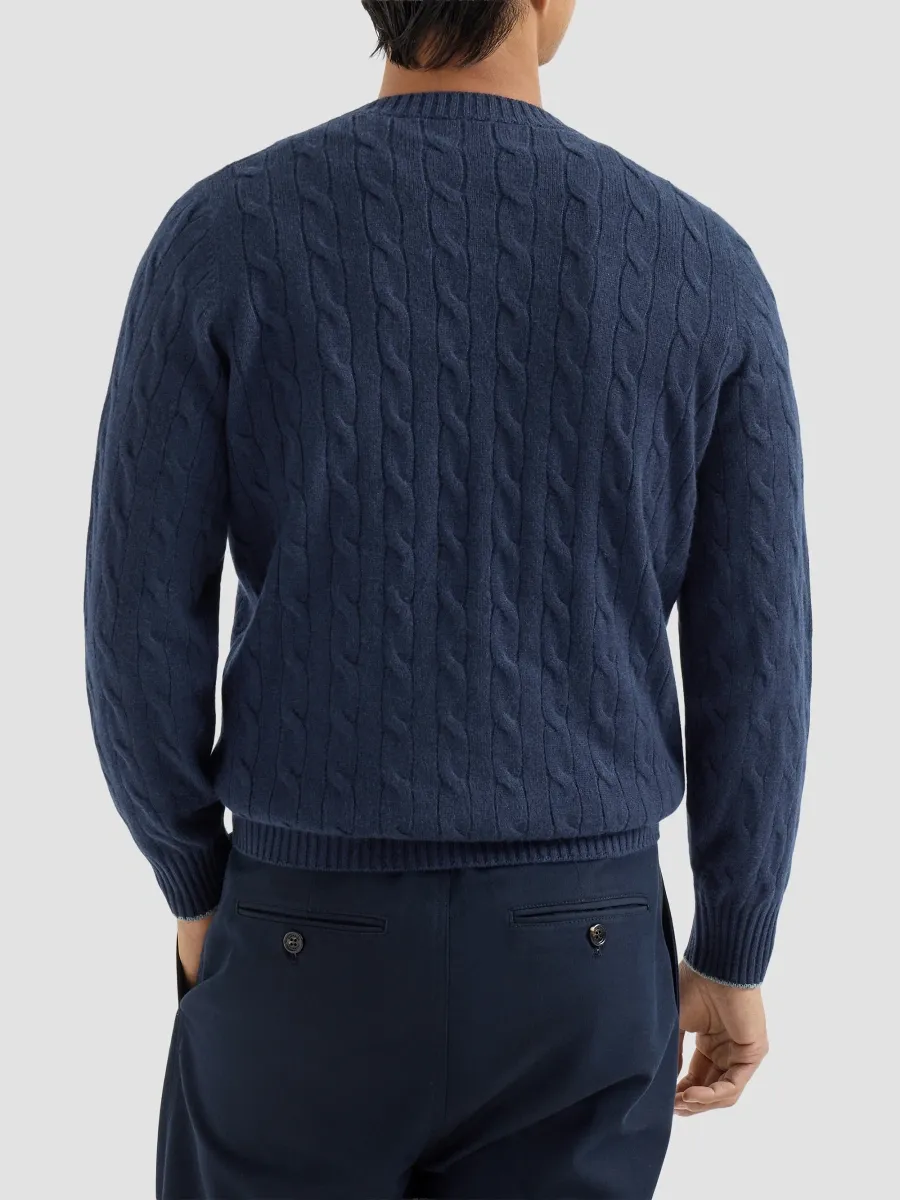 Brunello Cucinelli Men's Cashmere Cable Knit Sweater | Thumbnail 4 Brunello Cucinelli Men's Cashmere Cable Knit Sweater | Thumbnail 4