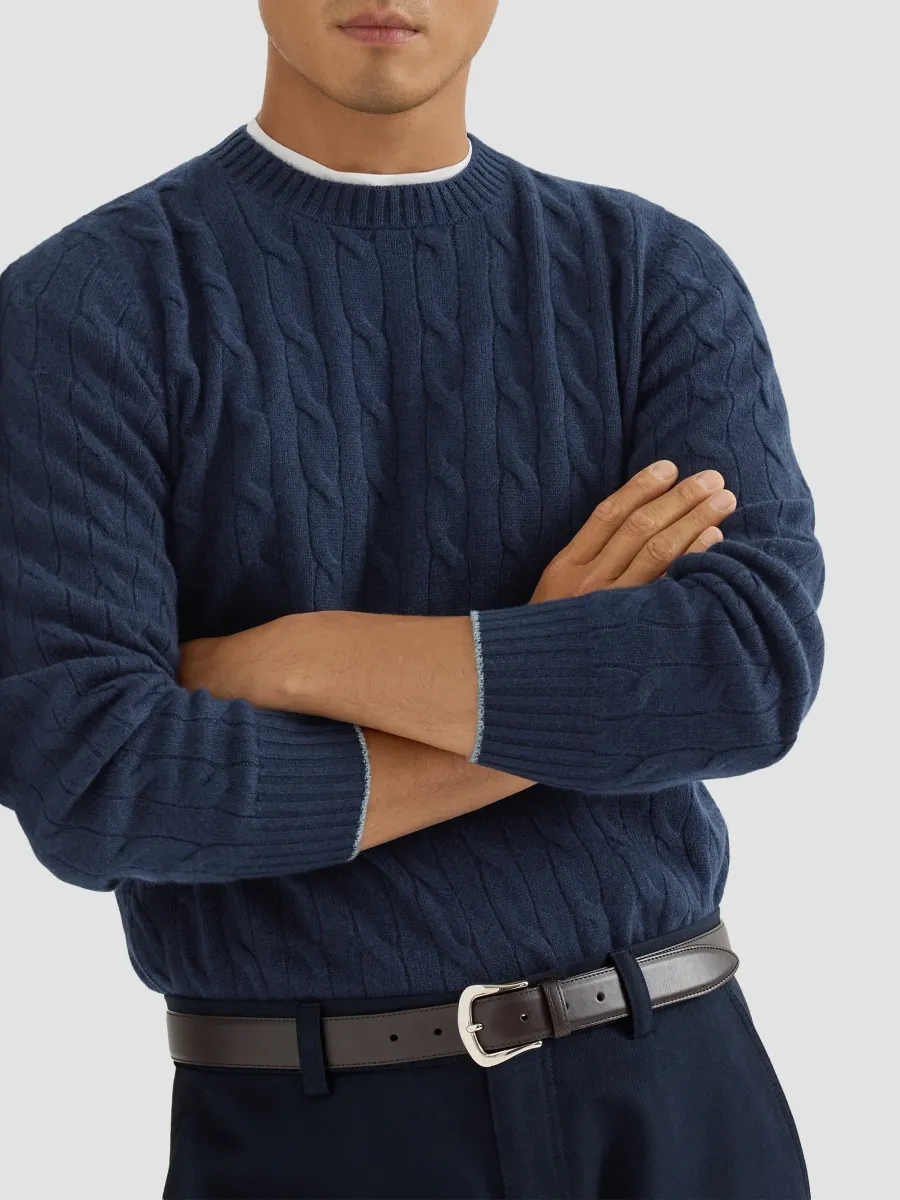 Brunello Cucinelli Men's Cashmere Cable Knit Sweater | Thumbnail 6 Brunello Cucinelli Men's Cashmere Cable Knit Sweater | Thumbnail 6