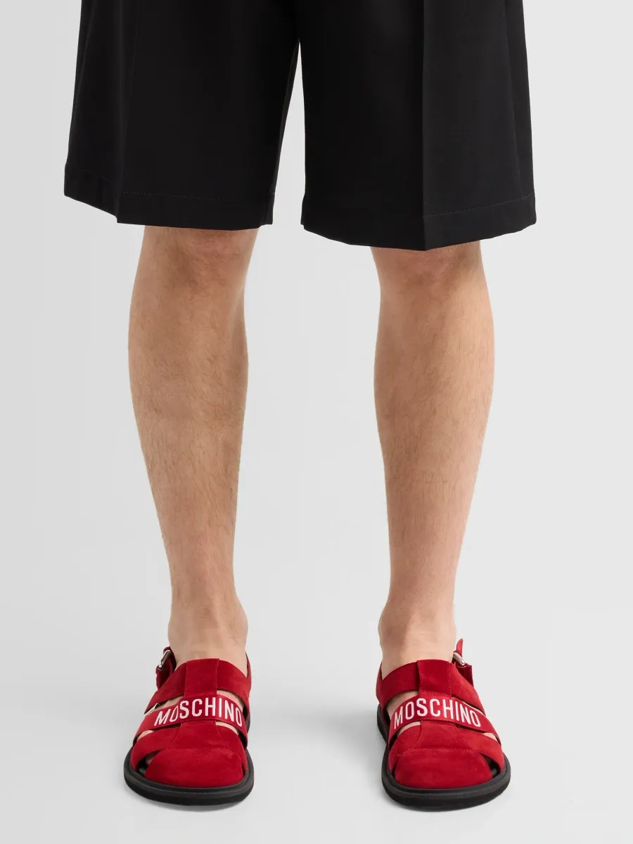 MOSCHINO Men's Logo Leather Buckle Sandals | Thumbnail 2 MOSCHINO Men's Logo Leather Buckle Sandals | Thumbnail 2