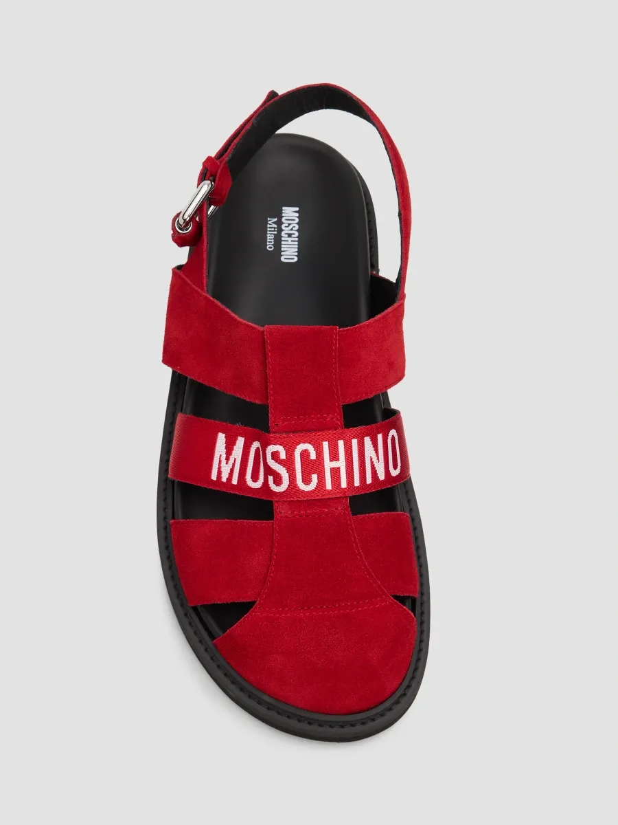 MOSCHINO Men's Logo Leather Buckle Sandals | Thumbnail 6 MOSCHINO Men's Logo Leather Buckle Sandals | Thumbnail 6