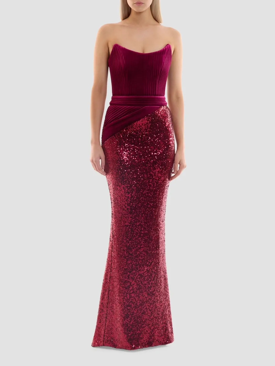 Zhivago Women's Reine de Reinettes Sequined Velvet Strapless Gown | Thumbnail 2 Zhivago Women's Reine de Reinettes Sequined Velvet Strapless Gown | Thumbnail 2