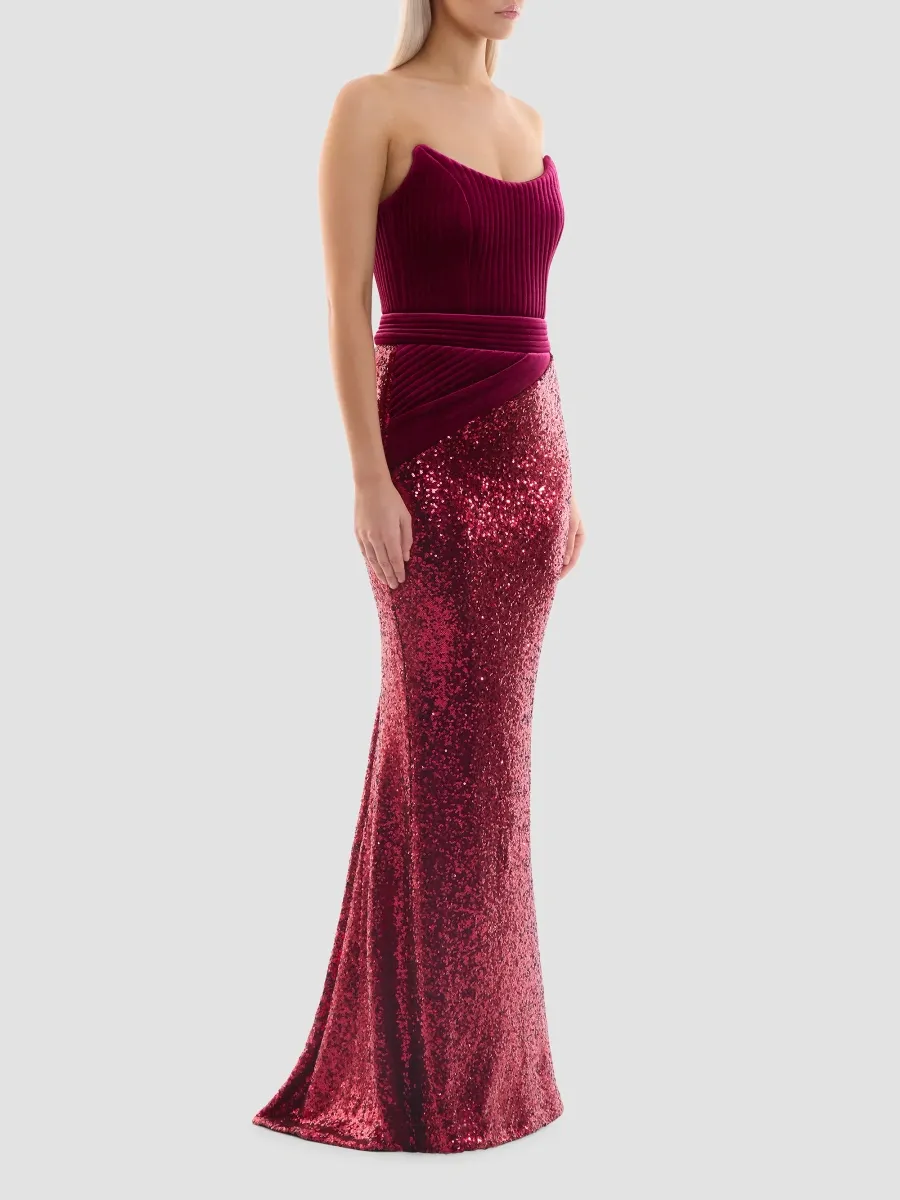 Zhivago Women's Reine de Reinettes Sequined Velvet Strapless Gown | Thumbnail 4 Zhivago Women's Reine de Reinettes Sequined Velvet Strapless Gown | Thumbnail 4