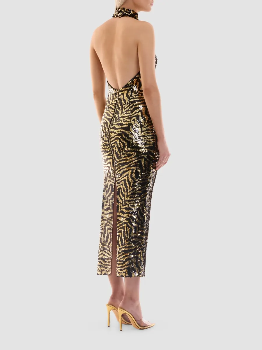 Zhivago Women's The Elsewhere Zebra Sequin Halter Midi Dress | Thumbnail 4 Zhivago Women's The Elsewhere Zebra Sequin Halter Midi Dress | Thumbnail 4