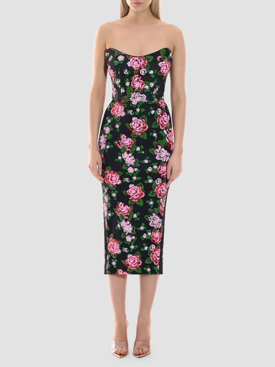 Zhivago Women's Leonia Floral Embellished Strapless Midi Dress | Thumbnail 2