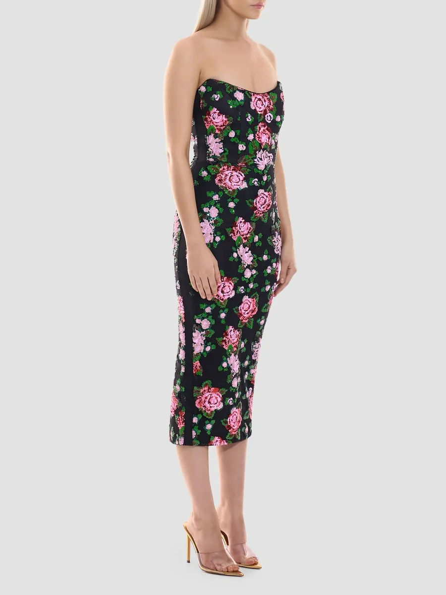 Zhivago Women's Leonia Floral Embellished Strapless Midi Dress | Thumbnail 4