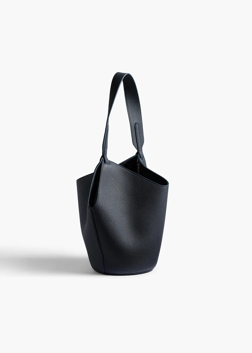 Khaite Mini Lotus Tote In Midnight Navy Pebbled Leather | Thumbnail 2 Khaite Mini Lotus Tote In Midnight Navy Pebbled Leather | Thumbnail 2